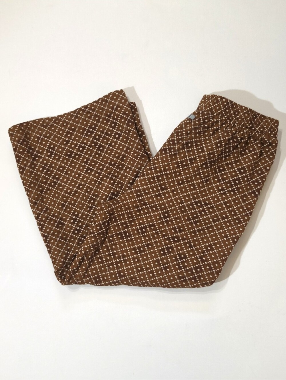 Hurley Trouser Pants Womens Size Medium Brown White Geometric Wide Leg Casual
